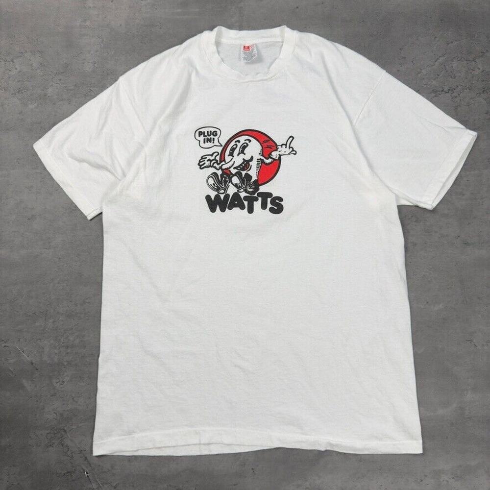 Vintage Single Stitch Watts Plug In Middle Finger Novelty T Shirt 80s